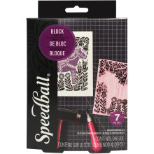 Speedball Super Value Block Printing Starter Kit - Ink Brayer Lino Handle and Cutters Speedy-Carve (Kit de démarrage pour l'impression de blocs)
