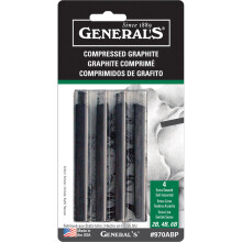 General Pencil Gecomprimeerde Grafietstokken 4/Pkg, Zwart - 2B, 4B & 6B