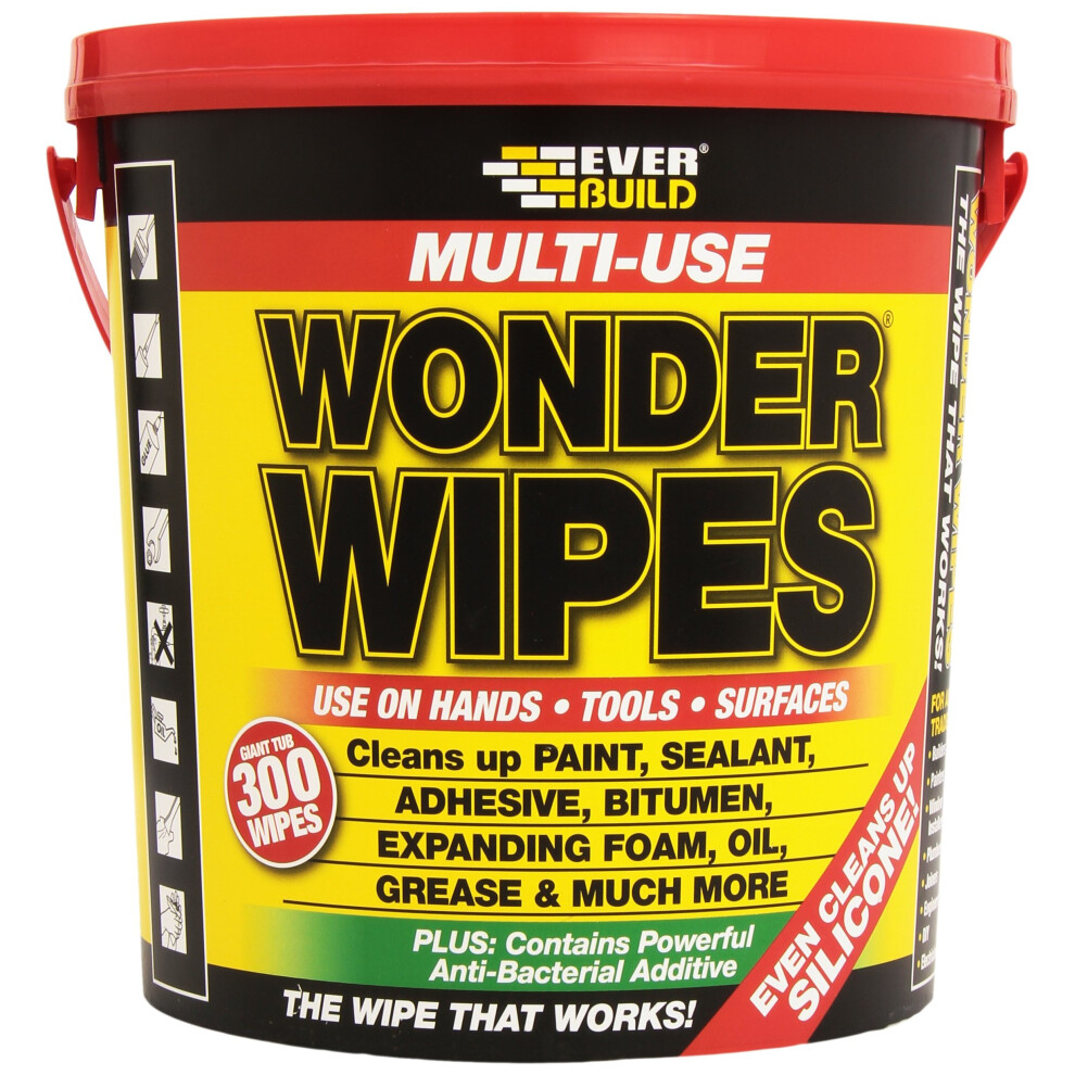 EVERBUILD GIANT TUB OF WONDER WIPES, TRADE TUB, 300 WIPES