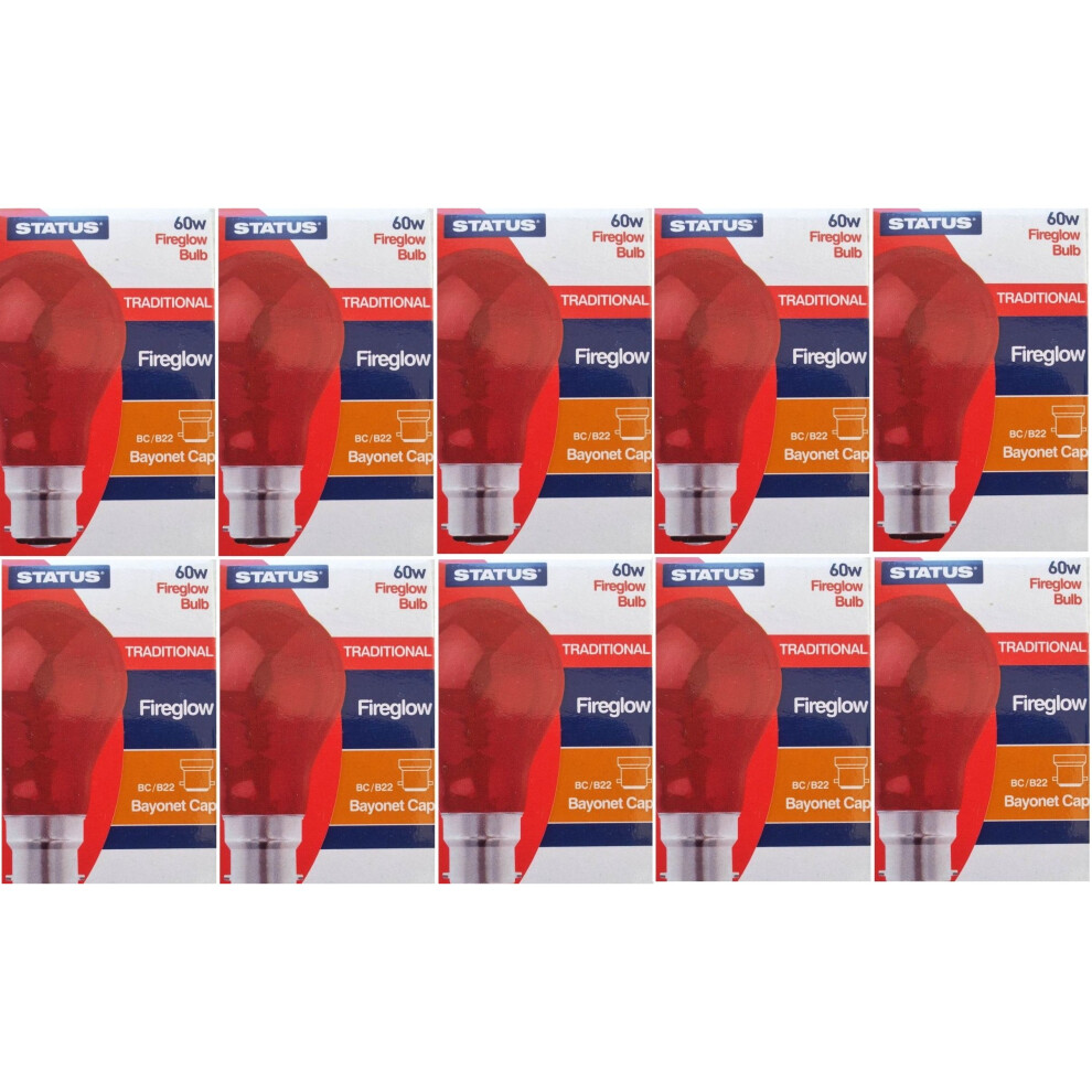 Status Incandescent GLS Fireglow Light Bulb Large Bayonet Cap