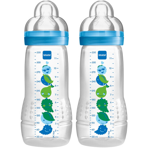 MAM MAM 330ml Baby Bottle (Blue, Pack of 2)