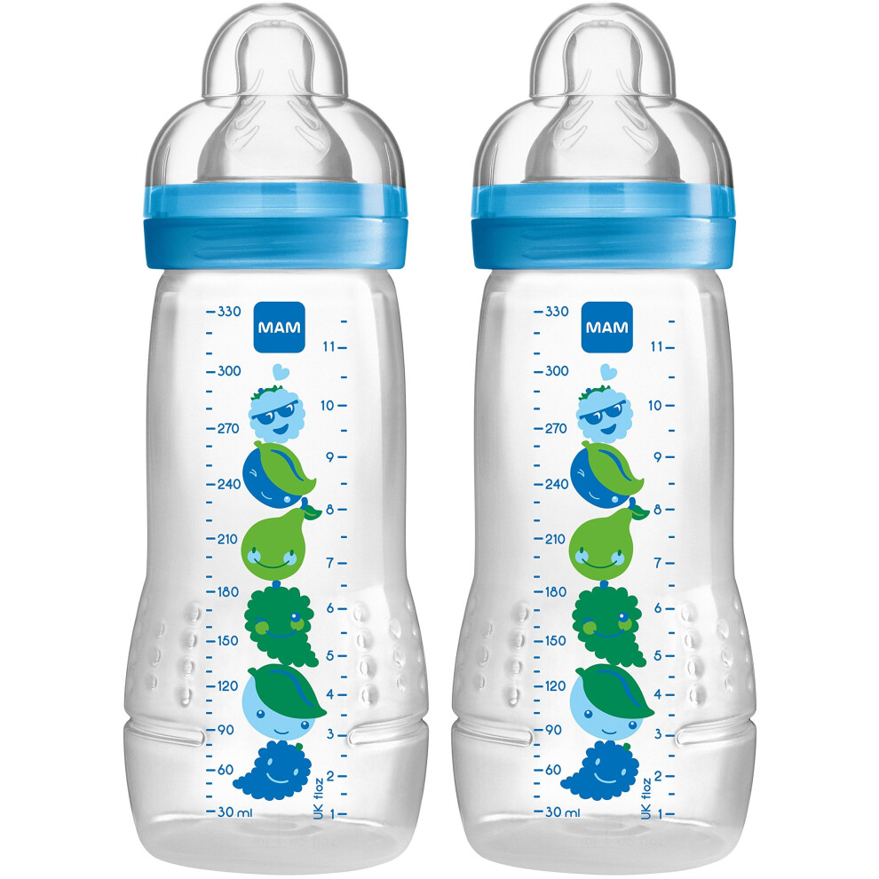 MAM 330ml Baby Bottle (Blue, Pack of 2)