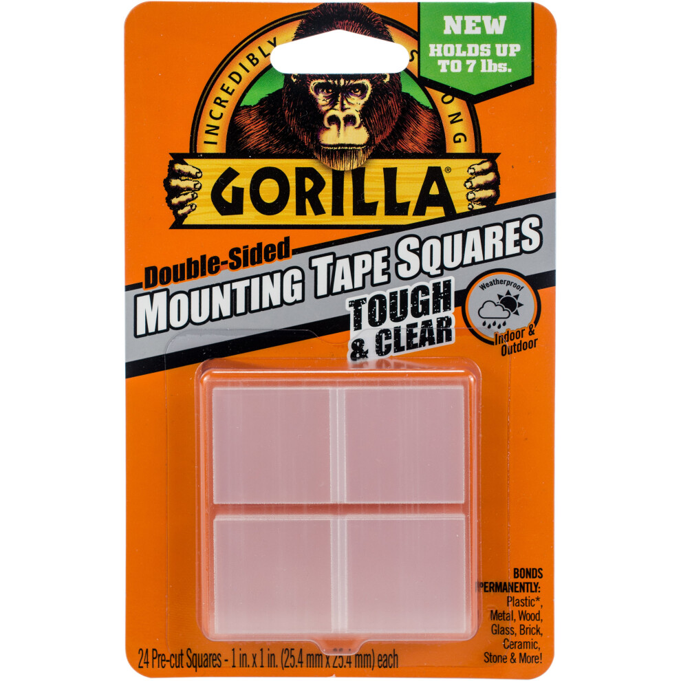 Gorilla Double-Sided Mounting Tape Squares 1"X1" 24/Pkg-Clear