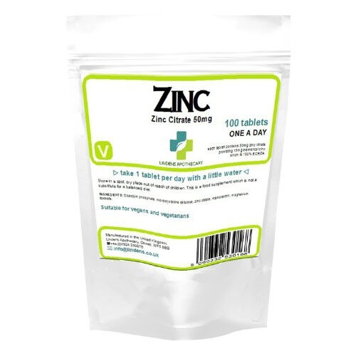 LINDENS Zinc Citrate 100 x 50mg Tablets 1-a-day