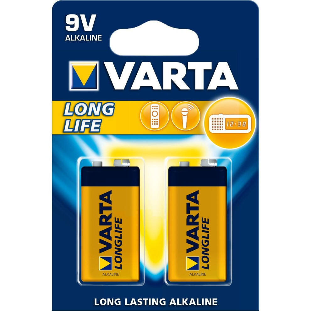 VARTA Alkaline 9V Longlife Batteries  - Pack of 2