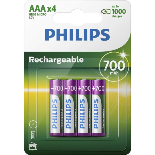 Philips Philips Rechargeable Battery AAA - 700mAh (4 Batteries) 2