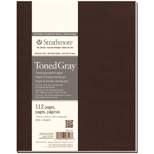 Strathmore Toned Sketch Softcover Journal 7.75"X9.75"-Gray 56 Sheets