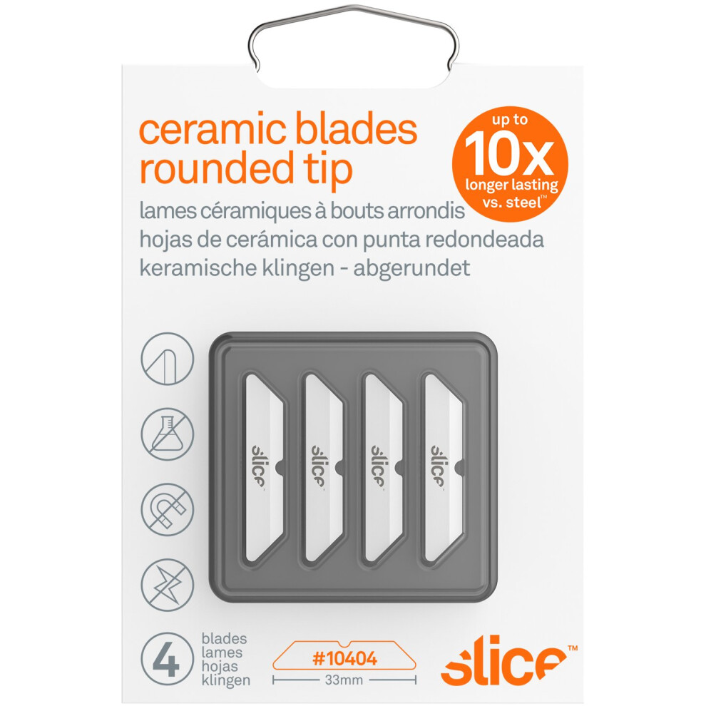 Slice(R) Ceramic Box Cutter Blades 4/Pkg-Rounded Tip