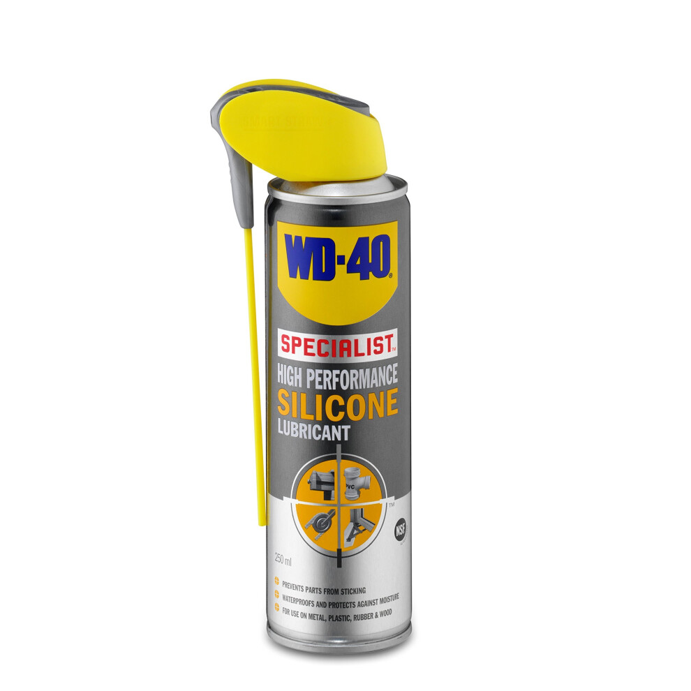 WD-40 High Performance Silicone Lubricant 250ml - Non-Staining, Dual-Action Smart Straw (44722)