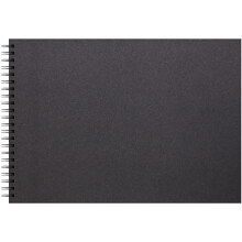 Artgecko A3 Twin Wirebound Hardback Sketchbook 16.5"X11.69"-40 Sheets, Black Cover