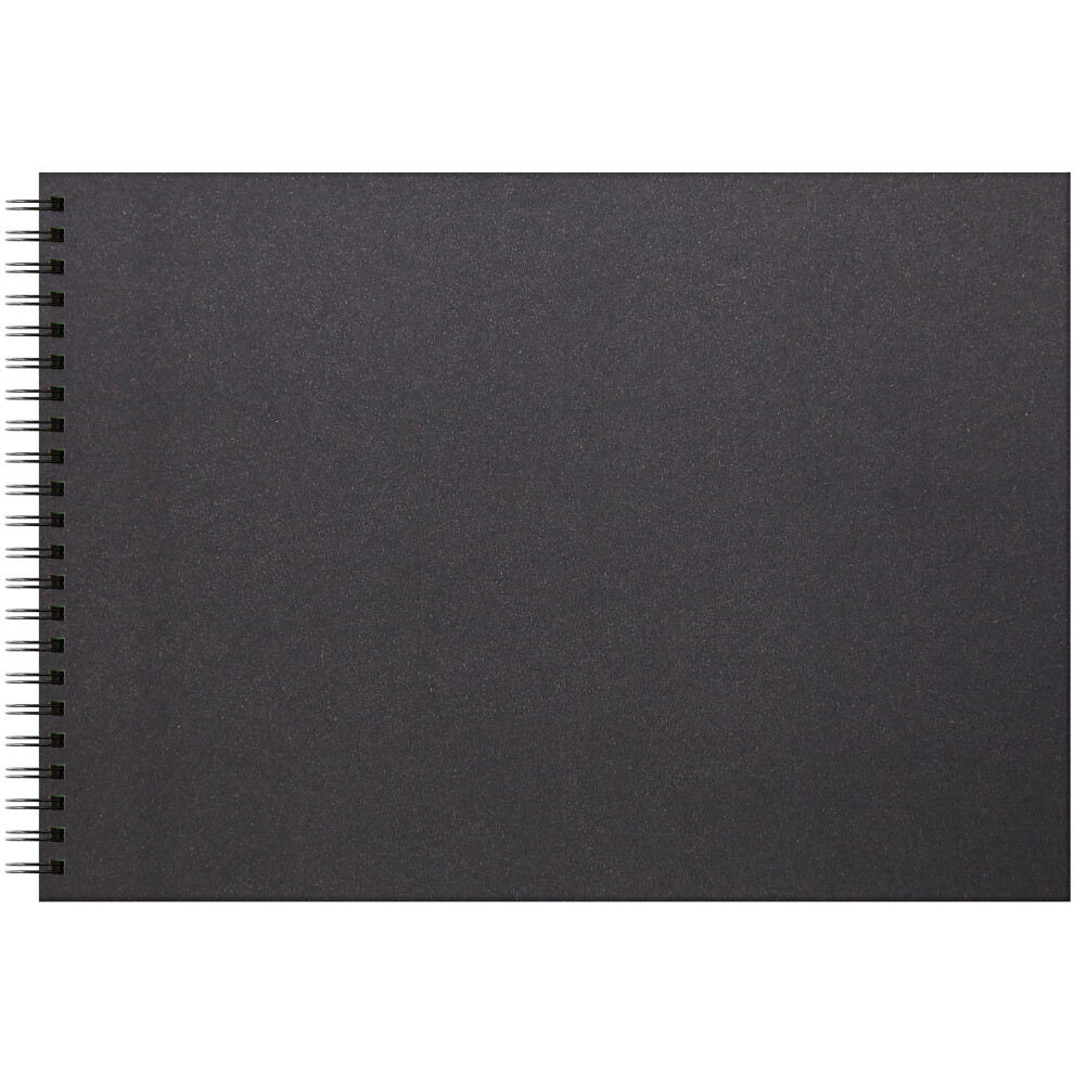 Artgecko A3 Twin Wirebound Hardback Sketchbook 16.5"X11.69"-40 Sheets, Black Cover