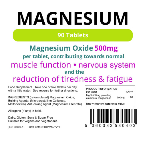 LINDENS Lindens Magnesium 500mg Tablets | 90 Pack | Contributes towards normal energy 2