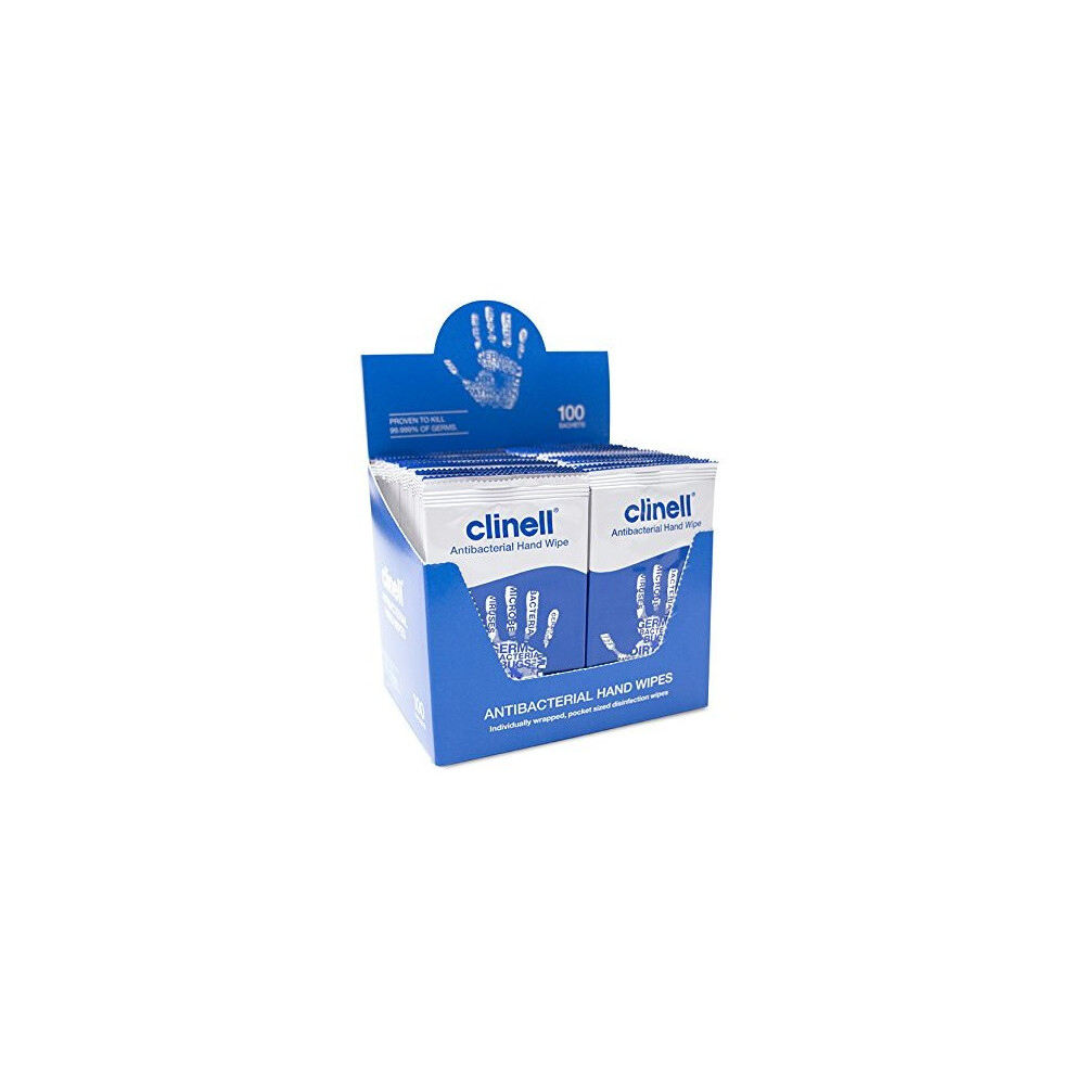 Clinell Antibacterial Hand Wipes - Box of 100 Sachets