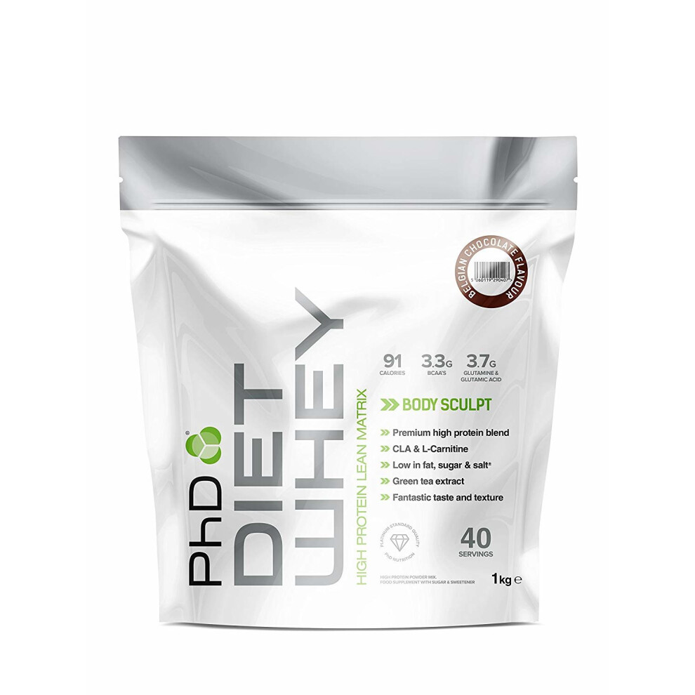 Phd Nutrition Diet Whey Protein Powder, 1 Kg - Belgian Chocolate