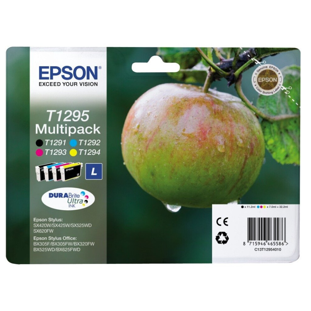 Hp Epson Durabrite T1295 Apple Genuine Multipack Ink Cartridges