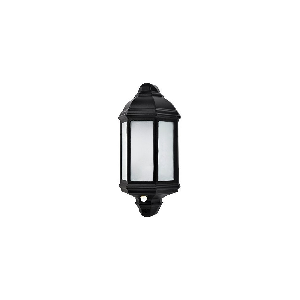 Black Aluminium PIR Motion Sensor Outdoor Garden Wall Lantern IP44 Light