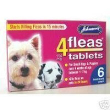 Johnsons Veterinary Products 4Fleas Tablets for Puppies and Small Dogs Pack of 6