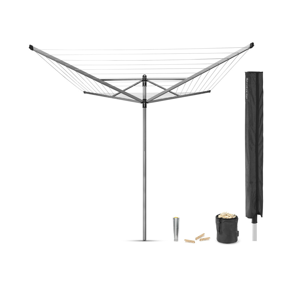 Brabantia Lift-O-Matic Rotary Airer with Accessories, 50 m - Silver