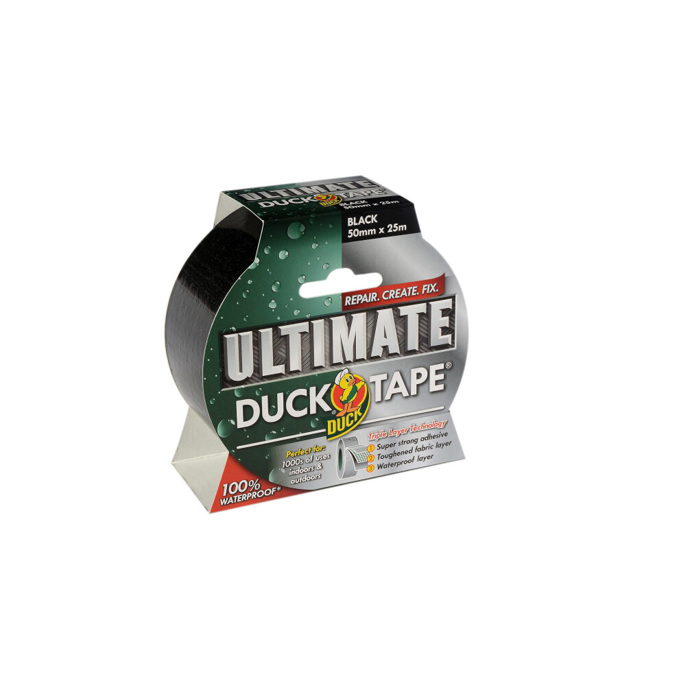 Duck Ultimate Cloth Tape, Black - 50 Mm X 25 M 075353346723