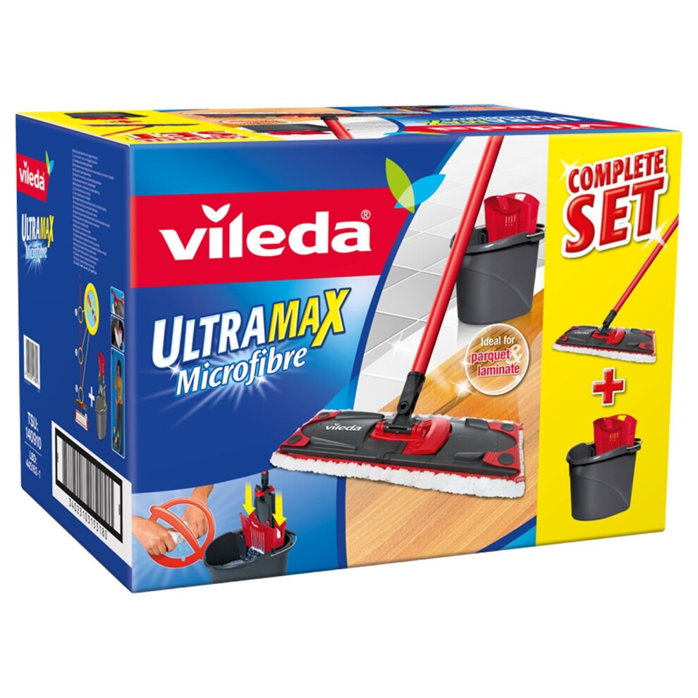 Vileda UltraMax Flat Mop and Bucket Set, Multi-Colour