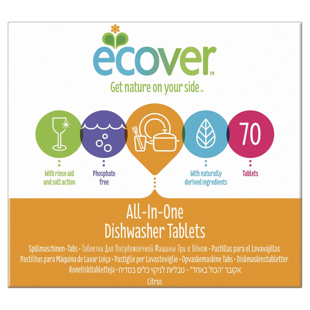 Ecover All in One Dishwasher Tablets, 70 Tablets