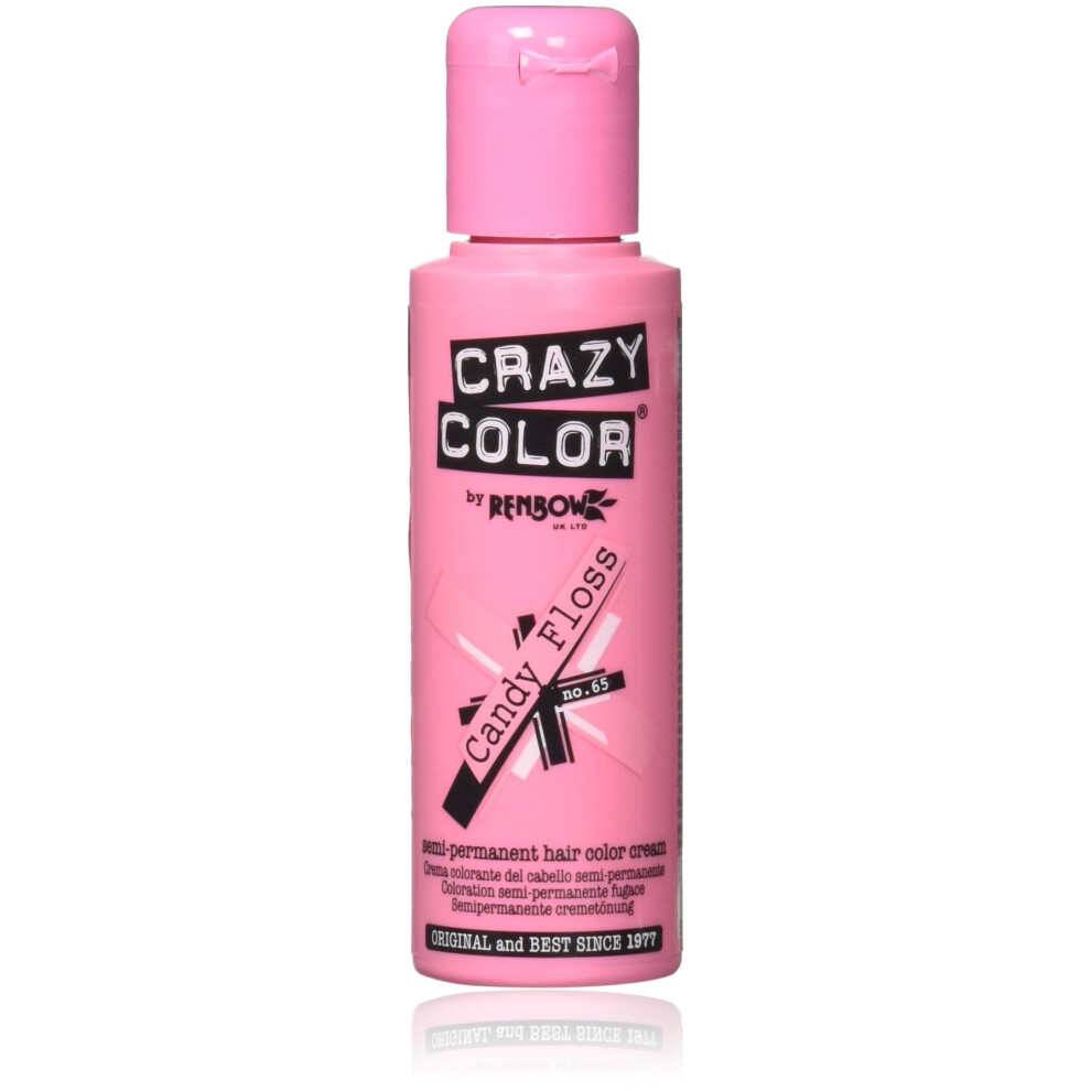 Crazy Color Cream Crazy Colour Semi Permanent Hair Dye, Renbow Candy Floss No.65 (100Ml) Box Of 4