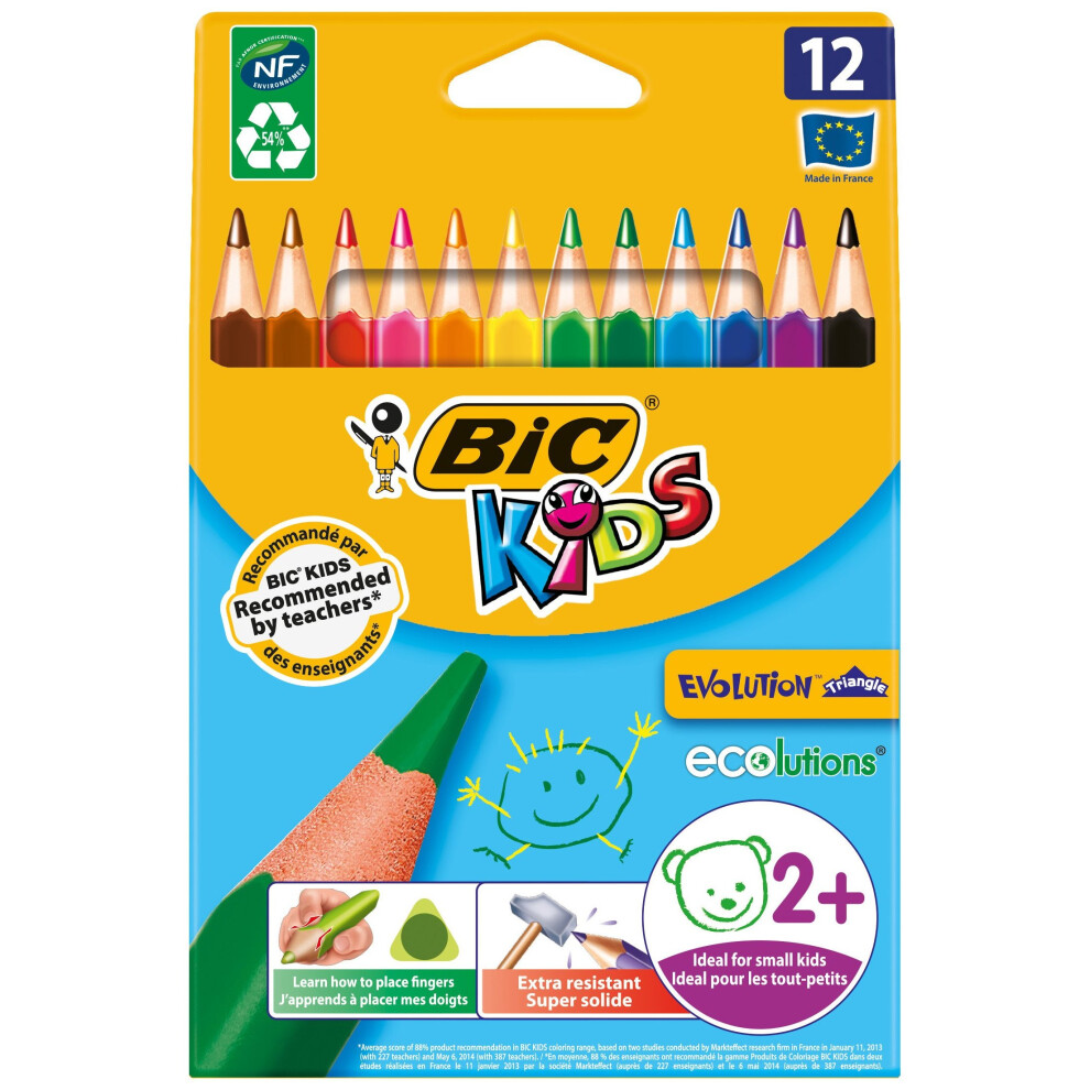 BIC Kids Evolution Triangle ECOlutions Colouring Pencils 12 Pack