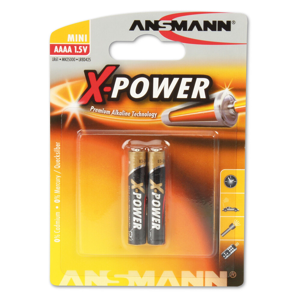 Ansmann LR8 1.5 V X-Power AAAA Alkaline Battery (Pack of 2)