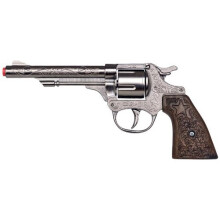 80/0 Peterkin UK Ltd 8 Shot Cowboy Gun - Die-Cast Western Toy with Wood-Effect Grip, 20.5cm, Ages 3+