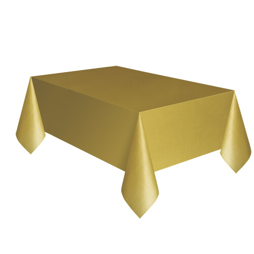 Gold Plastic Tablecloth, 9ft x 4.5ft 1