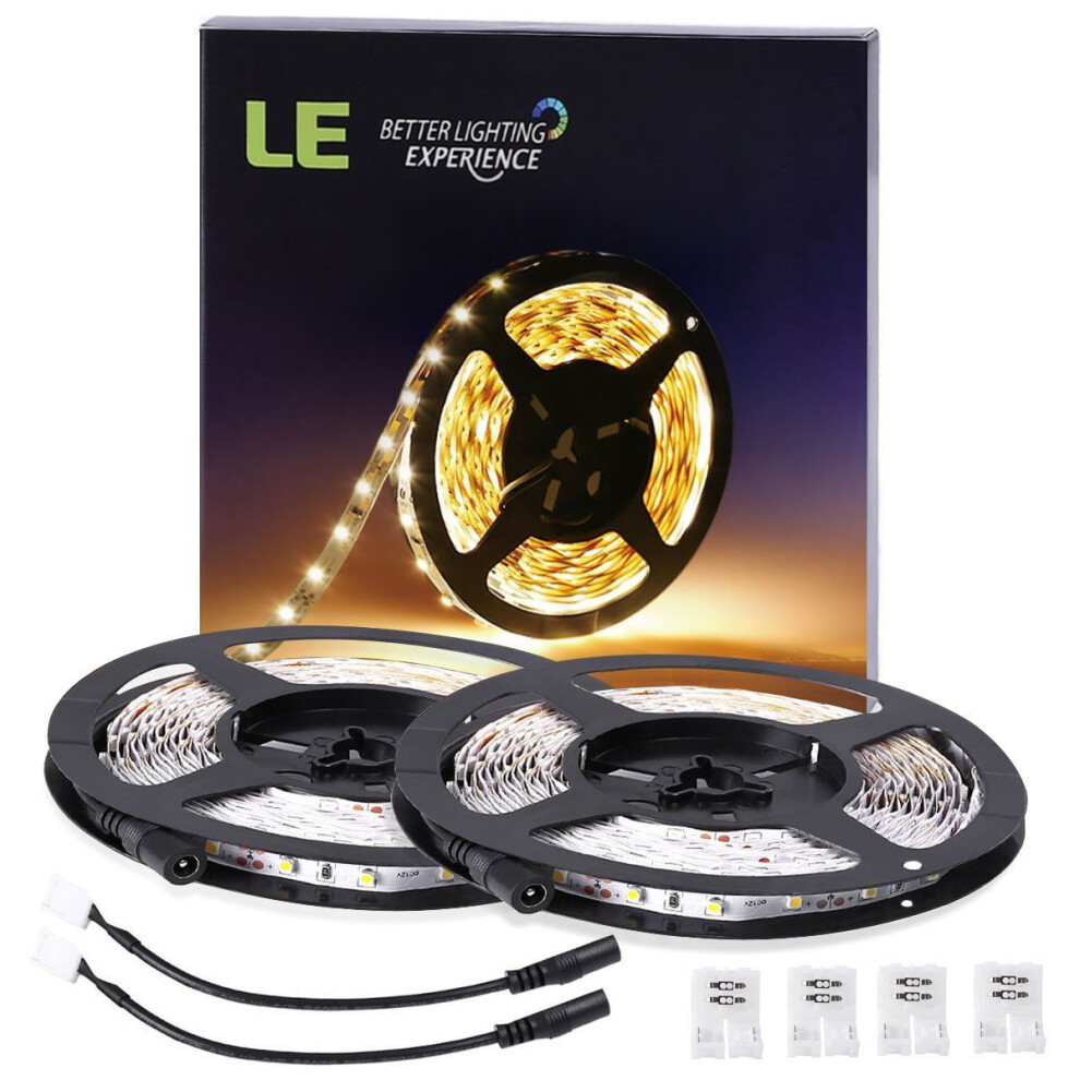 LE 2 Pack LED Flexible Strip Lights, 300 Units SMD 3528 LEDs, 5m 12V DC
