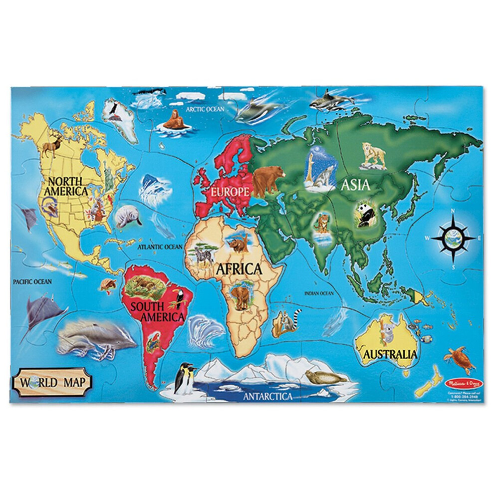 Melissa & Doug World Map Jumbo Jigsaw Floor Puzzle (33 pcs, 0.6 x 0.9 meters)