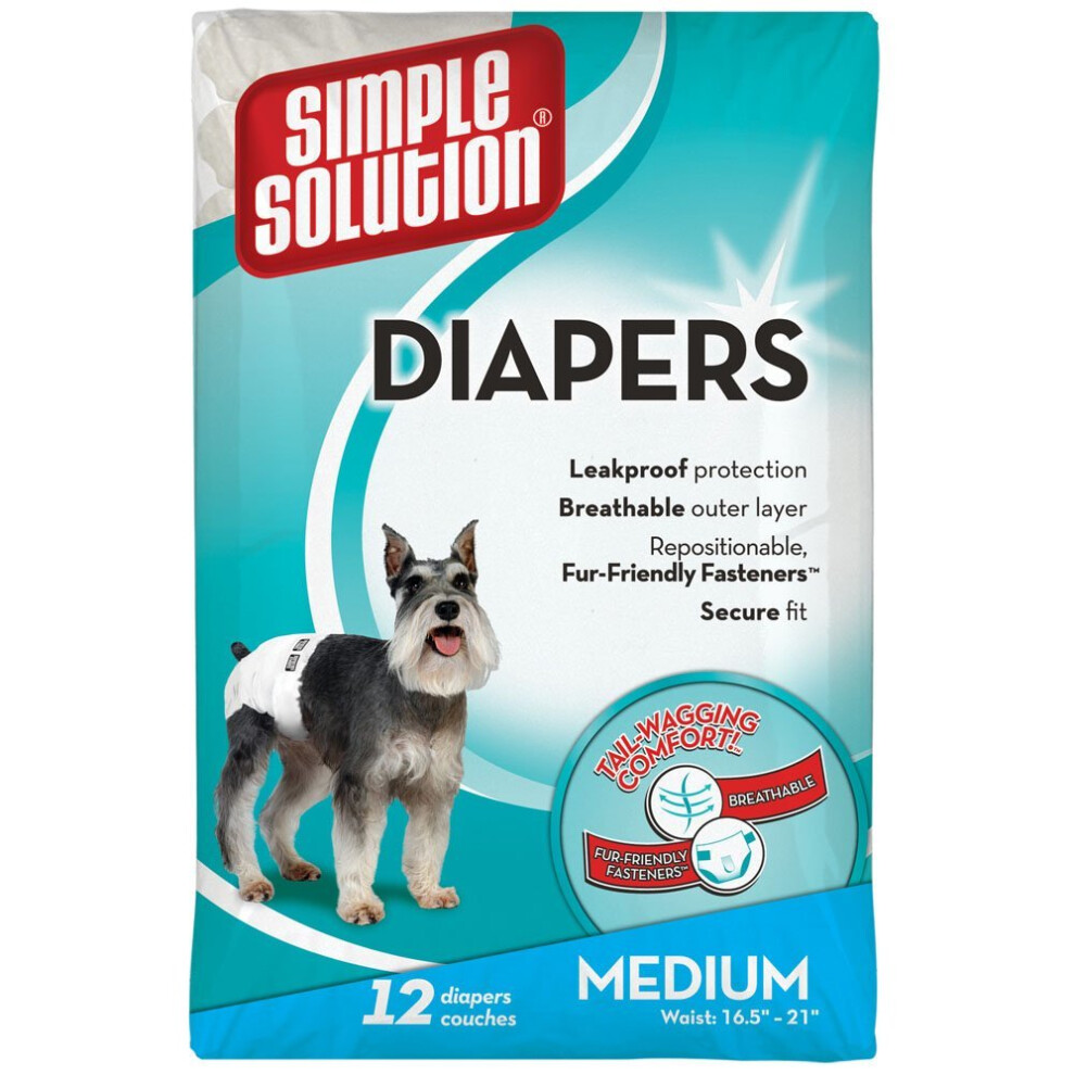Simple Solution Disposable Dog Diapers - 12 Pack Medium