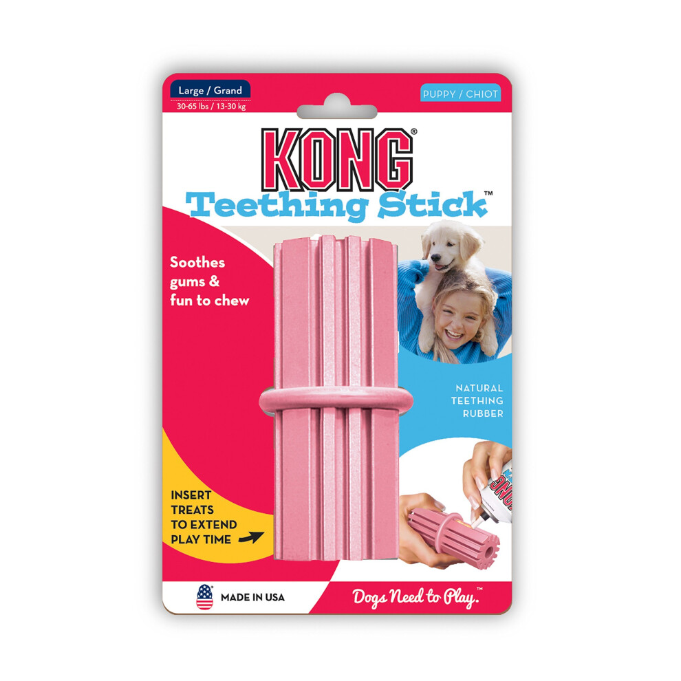 KONG Puppy Teething Stick Dog Toy, Large Blue/Pink