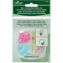 Clover 3033 Maschenmarkierer-Set mit Schnellverschluss, mehrfarbig, 7,6 cm Hhe x 7,6 cm Lnge x 3 cm Breite