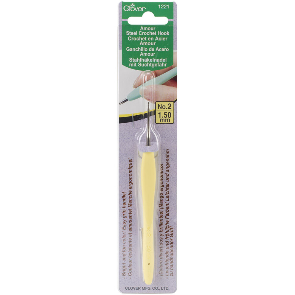 Clover Amour Steel Crochet Hook-Size 2/1.5mm