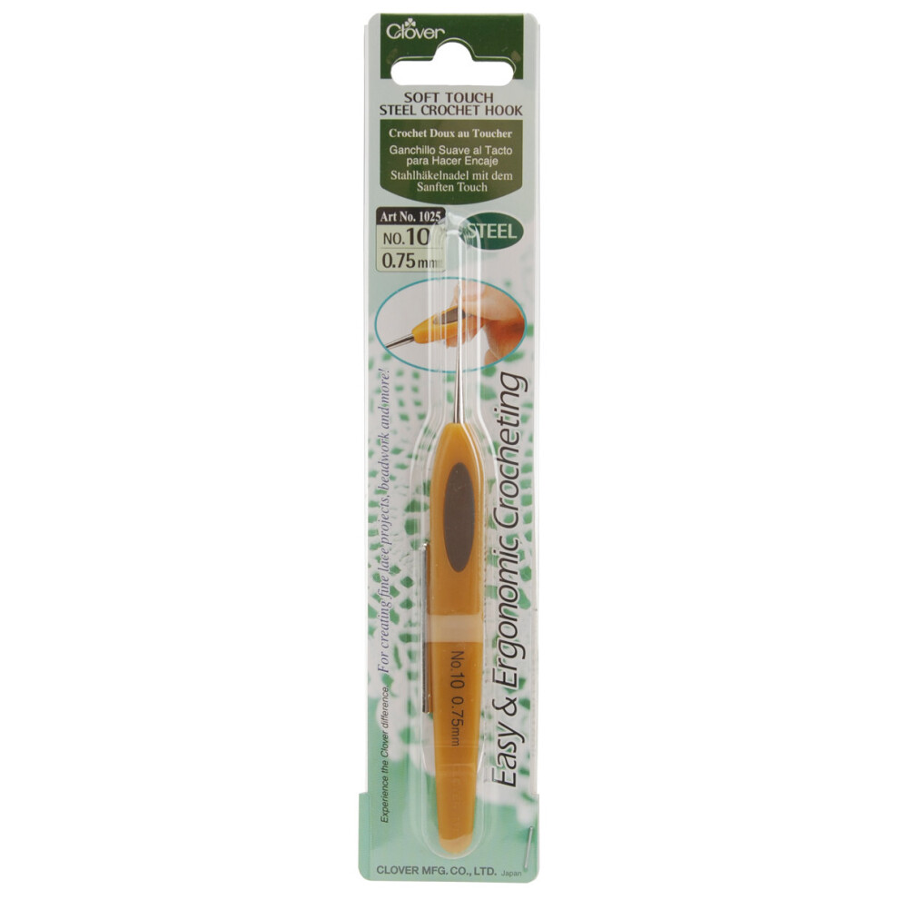 Clover Soft Touch Steel Crochet Hook-Size 10/.75mm