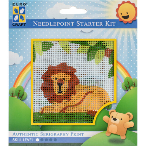 Needleart World Needlepoint Kit 6"X6"-Lazy Lion