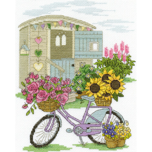 DMC DMC Counted Cross Stitch Kit 8'X10"-Flowery Bicycle (14 Count)