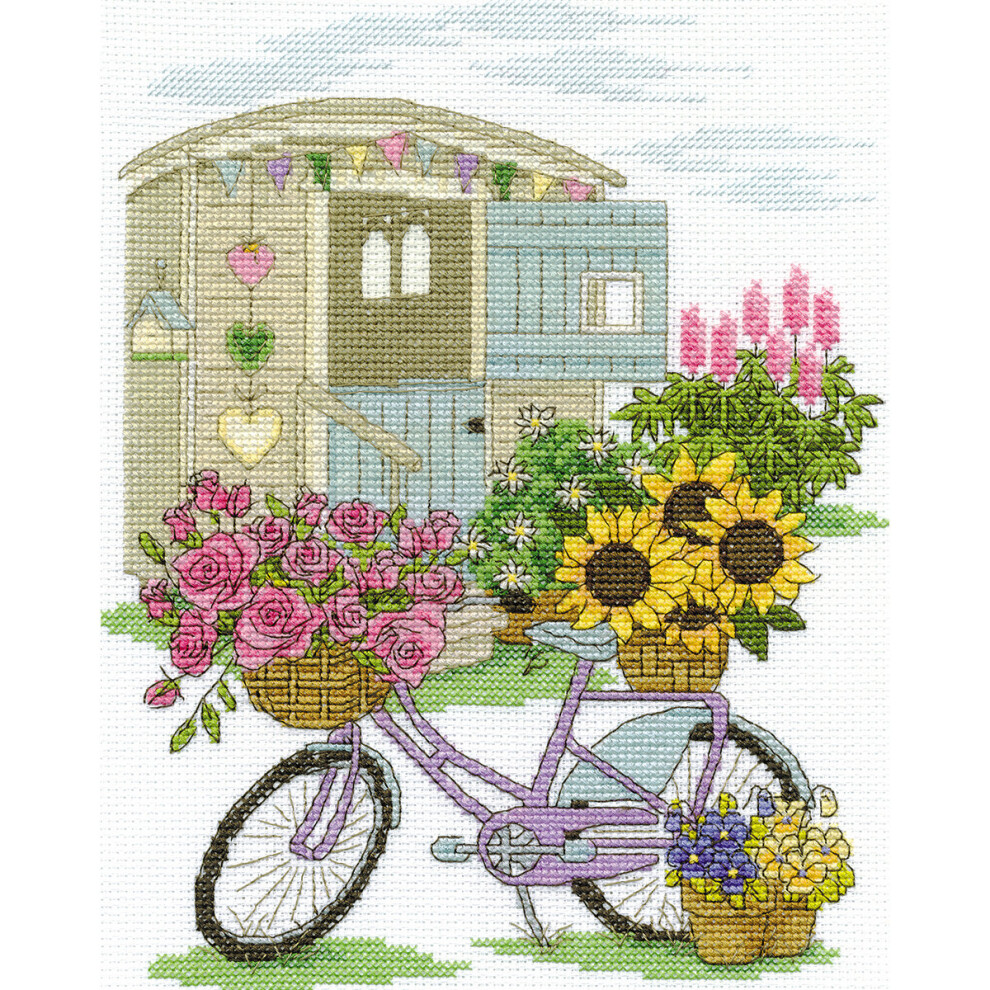 DMC Counted Cross Stitch Kit 8'X10"-Flowery Bicycle (14 Count)