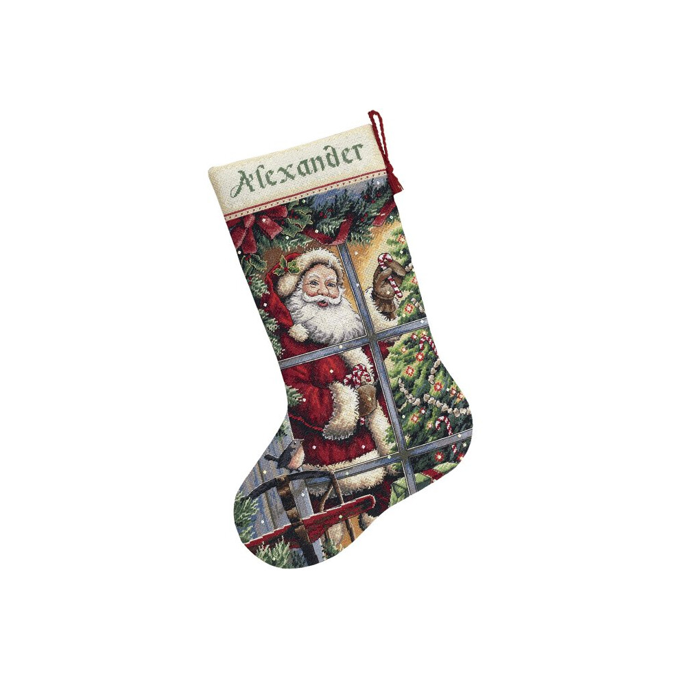 Dimensions Gold Collection Counted Cross Stitch Kit 16" Long-Candy Cane Santa Stocking (16 Count)