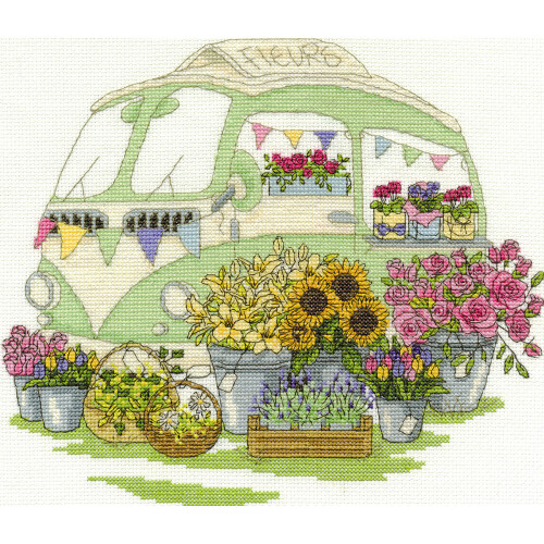 DMC DMC Counted Cross Stitch Kit 10"X10"-Les Fleurs (14 Count)