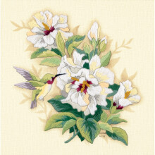 Dimensions Crewel Kit 12"X12"-Hibiscus Floral-Sitched In Wool & Floss