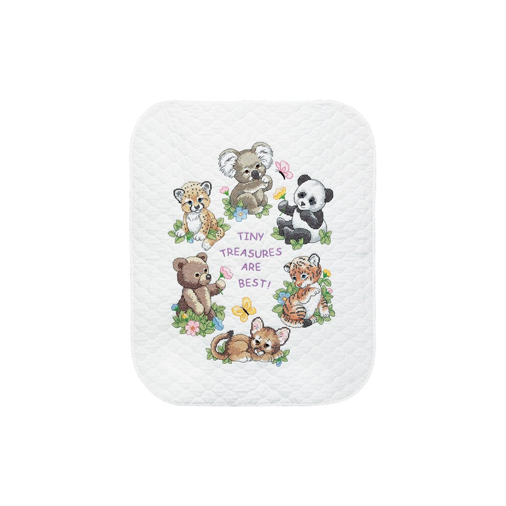 Dimensions/Baby Hugs Quilt Stamped Cross Stitch Kit 34"X43"-Baby Animals