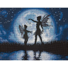 Kit di Ricamo a Punto Croce Fairy Silhouette Twilight Dimensions, 14 Count Aida Blu Marino, 14'' x 11''