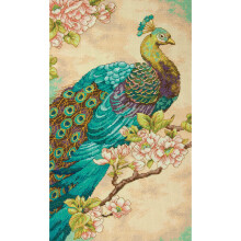 Kit di Ricamo a Punto Croce Dimensioni Pavo Indiano, Aida Naturale 14, 9'' x 15''