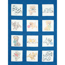 Blocs de courtepointe pour chambre d'enfant blancs estamp   s Jack Dempsey 9""X9"" 12/pkg-Puppies