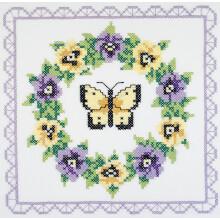 Janlynn gestempelde kruissteek-quiltblokken 18""""X18"""" 6/Pkg-viooltjekrans veelkleurig