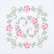 Jack Dempsey Stamped White Quilt Blocks 18""X18"" 6/Pkg-XX Circle Of Roses