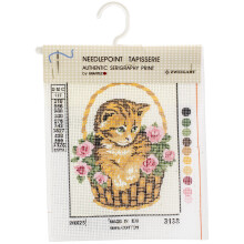 Needleart World Tapestry Kit 8"X10"-Kitten In Rose Basket